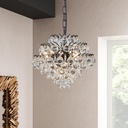Bestier Black Modern Pendant Chandelier Crystal Raindrop Lighting Ceiling Light Fixture Lamp for Dining Room Bathroom Bedroom Livingroom 4 G9 Bulbs Required D11 in x H12 in