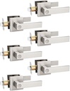 6 Pack Privacy Square Brushed Nickel Door Handles Interior, Keyless Door Knobs for Bedroom/Bathroom, Reversible for Left Right Handed Doors