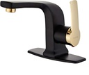 Modern Matte Black Bathroom Faucet,Single Handle Commercial Bathroom Sink Faucet Single Hole with 6 Inches Deck Kohonby