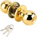 Gold Door Knobs with Lock and Keys, Interior and Exterior Door Lock, Standard Ball Door Locks for Bedrooms/Bathroom