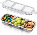 Ugotit Snack Containers Stainless Steel - Leakproof 3 Compartment Bento Box, Reusable Snackle Box with Airtight Lids, Dishwasher, Oven & Freezer Safe for Travel Picnics (20oz, Grey)