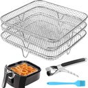 Air Fryer Accessories - 8" Square 3 Stackable Dehydrator Racks for Cosori, Instant Vortex, Nuwave Air Fryer, Ninja Foodi Grill - Multi-Layer 304 Stainless Steel Grill Rack Fits 5.8 QT Air Fryer, Oven