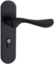 Door Handle，Entry Lever Door Handle and Single Cylinder Deadbolt Lock and Key Slim Square Locking Lever Handle Set Right & Left Sided Doors Heavy Duty Iron Black Finish