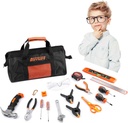 18-Piece Hand Tool Set Kids Real, Tool Kit with Storage Bag for Boys, Girls, Children DIY Building and Woodworking, Age 8+ Tool Set-18 Piece