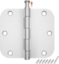 HOSOM 24 Pack Rounded Door Hinges Brushed Nickel 3.5 x 3.5 inch with 5/8 Radius, Satin Nickel 3 1/2 Interior Door Hinges, 3 ½"x 3 ½" Silver Hardware