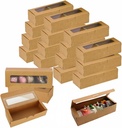 20 Pcs Brown Kraft Muffin Boxes, 2x2x7 Small Pastry Boxes with Window, For Macaron, Small Bread, Cookies, Candy, Chocolate, Baked Goods Packaging Takeout Boxes