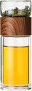 Double glazed water bottle - with tea infuser - tea cup lid for green or iced tea cold brew coffee cup or hot or cold water travel bottle 12.5oz (1PCS)