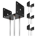 4pcs Concrete Post Anchor, U Shape Fence Post Holder 6x6 Post Anchor Pergola Bracket Deck Post Base Holder Ground Spike for Concrete, Black