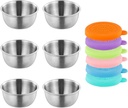 6 Pack 2.0 Oz Salad Dressing Containers with Lids, Small Leakproof Stainless Steel Salad Dressing Container to Go, Reusable Condiment Sauce Containers for Lunch Bento Box, Picnic Travel