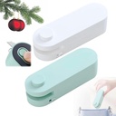 Upgrade 4 in 1 Bag Cutter and Sealer - Portable Mini Sealer, USB Rechargeable, Heat Seal Tool for Snack Bags (White+Green, 2Pack)