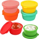 Webake Silicone Salad Dressing Container To Go, 1.6oz Mini Reusable Sauce Cups With Lid For Lunch Box Bento, Leakproof 6 Packs