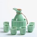 Sake wine set, wine glass,8 Pcs Sake Set, Traditional Celadon Wine Glasses Set with Warmer, for Warm/Cold Sake Service