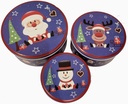 SANTA CLAUS Round Blue Tins Pack of 3 - Santa Printed Design Blue Color Decorative Cookie Gift Tins, Extra Thick - Large, Medium and Small Sizes For Kitchen Christmas Storage Containers