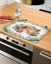 Christmas Countertop Burners Protection Mats for Kitchen, Squirrel Christmas Pine Cone Winter Rubber Stove Top Cover Mat, Heat Proof Mats Cooktop Cover for Counter Dish Drying Mat, 28.5"x20.5"