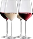 Designed & Made in Europe, Set of 4 Large 22 Oz Red-White Wine Glasses, Long Stem, Dishwasher Safe, Sheer Rim, 100% Lead-Free Crystalline, Gift Idea