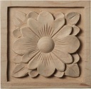 Ekena Millwork ROS03X03DGCH-CASE-4 Medium Dogwood Flower Square Rosette, 3 1/2"W x 3 1/2"H x 3/4"P, Cherry, 4 Pack