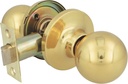 Amig - Entrance Door Knob | with Entry Handle 60/70 mm | Ball Knob on Both Sides | with Lock and Lock | Anti-Card System | for Wooden Doors | Brass Leather