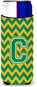 Letter C Chevron Green and Gold Ultra Beverage Insulators for slim cans