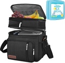 MIYCOO Lunch Bag Lunch Box for Women Men Double Deck Insulated Cooler Bag & 2PC Ice Packs for Lunch Boxes