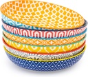 KitchenTour Pasta Bowls 26 Ounce, 8 inch Porcelain Ceramic Soup Dinner Salad Serving Bowls Set of 6, Dishwasher and Microwave Safe, Assorted Colors