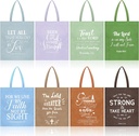 Boho Christian Tote Bags Religious Reusable Grocery Bible Verse Rainbow Non Woven Bags with Handle for Christmas