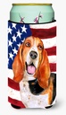 Caroline's Treasures BB9704TBC Basset Hound Patriotic Tall Boy Hugger Can Cooler Sleeve Hugger Machine Washable Drink Sleeve Hugger Collapsible Insulator Beverage Insulated Holder