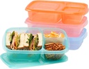 Bentgo Easyboxes - Original Stackable Lunch Boxes - Reusable 3-Compartment Food Containers for Kids and Adults - Bento Lunch Box for Meal Prep, School, & Work - BPA Free, Set of 4 (Pastels)