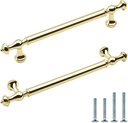 10 Pack Polished Gold Cabinet Pulls 5 Inch/128mm Hole Center Zinc Alloy Shiny Gold Handles for Drawer Dresser Polished Brass Kitchen Cupboard Bathroom Furniture Hardware