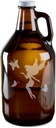 Mystical Fairy And Magical Butterflies Hand-Made Etched Glass Beer Growler 64 oz
