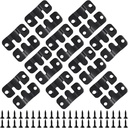 20PCS 1.69 x 0.75 inch Black Flush Mount Bracket Stainless Steel Interlock Hanging Buckle Z Clips Headboard Wall Mounting Brackets French Cleat Picture Hanger Heavy Duty with 40PCS Screws