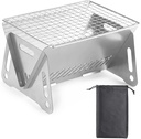 Outdoor Folding BBQ Grill Heat Resistant Stainless Steel Collapsible Charcoal Grill Camping Stove Grills with Ventilation Holes, Approx. 21 x 15 x 13 CM, Silver