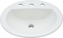 PROFLO PF19168 Rockaway 19" Oval Vitreous China Drop In Bathroom Sink with Overflow and 3 Faucet Holes at 8" Centers - White