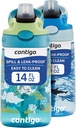 Contigo Aubrey Kids Water Bottle, 2-Pack, 14oz, Dinos & Sharks, Spill-Proof Lid, Dishwasher Safe, Blue & Green