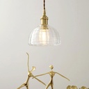 Japanese Simple Glass Lighting Fixture/Retro Light Luxury Creative Hanging Lamp/Brass E27/26 Base Single Head Pendant Ligh/Bedroom Balcony Restaurant Study Decoration Chandeliers