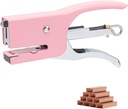 Pink Plier Stapler with 1000pcs Rose Gold No.10 Staples Mini Stapler Manual Metal Hand Held Tiny Staplers for Crafting Desk Desktop Office Supplies Stapling