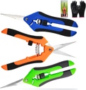 3Pcs Professional Pruning Shears, XingyLi 6.5 Inch Bud Trimming Scissors with Gloves, Stainless Steel Gardening Hand Pruner Secateurs, Garden Snips Clippers Tools Kit for Plants Flower Fruit Picking