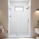 NicBex Shower Door 46.5-48" W x 72" H Single Sliding Glass Shower Doors Aluminium Semi-Frameless, 1/5" Clear Glass, Stainless Steel Handle, Waterproof Threshold, Reversible Installation, Chrome