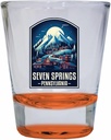 R and R Imports Seven Springs Pennsylvania Snowy Village Design Souvenir 2 Ounce Shot Glass Round Orange 2-Pack