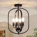 Black Semi Flush Mount Ceiling Light Fixture, Modern Close to Ceiling Light Fixtures Ceiling Mount, Dimmable Foyer Kitchen Lighting Fixtures Ceiling Lights for Bedroom, Hallway, Laundry Room, Entryway