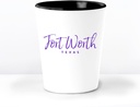 Fort Worth TX Ceramic 1.5 Ounce Souvenir Shot Glass - White With Black Interior - Bachelor & Bachelorette Party Favors - Bridesmaid & Groomsmen Present - Texas Home Town Decoration