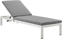 Modway EEI-4502-SLV-GRY Shore Outdoor Patio Aluminum Chaise with Cushions, Silver Gray