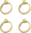 RZDEAL 4Pcs 2.0" x 1-7/8" Solid Brass Pulls for Dresser Drawer Ring Pulls Furniture Hardware Brushed Gold Wardrobe Door Handles
