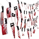 Halloween Party Decorations Bloody Banner: Horror Scary Garland Decor for Creepy Movie Theme Birthday Carnival Spooky Props Supplies, 4PCS