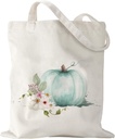 Fall Canvas Tote Bags Blue Pumpkin Tote Bag Fall Canvas Bag Reusable Cotton Handbag Grocery Bags for Shopping Market Autumn Theme Harvest Party Gift for Women