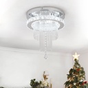 Deckrico 11.8" Crystal Chandelier Modern LED Ceiling Lamp Flush Mount Lighting Fixtures for Kitchen Bedroom Hallway (Cool White)