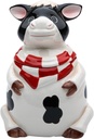 StealStreet SS-CG-61759 6.75" Sitting Black and White Cow with Bandana Candy Jar