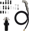 Houtingmaan Kitchen Sink Sprayer Replacement, Side Sprayer, Kitchen Sink Faucet Sprayer Hose,Sprayer Head Replacement,Sink Spray head,17 ADAPTERS,Sink Sprayer Brushed Nickel