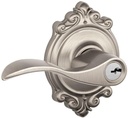 SCHLAGE Accent Lever with Brookshire Trim Keyed Entry Lock in Satin Nickel - F51A ACC 619 BRK