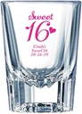 Personalized Color Printed Barcraft Shot Glass - Sweet 16 - Fuchsia - 12 pack