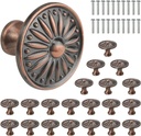 WMYCONGCONG 20 PCS Antique Dresser Knobs Round Pulls 35mm Diameter Vintage Flower Pattern Single Hole Pull Knob with Screws for Kitchen Cabinet Drawer Cupboard Closet Door Wardrobe